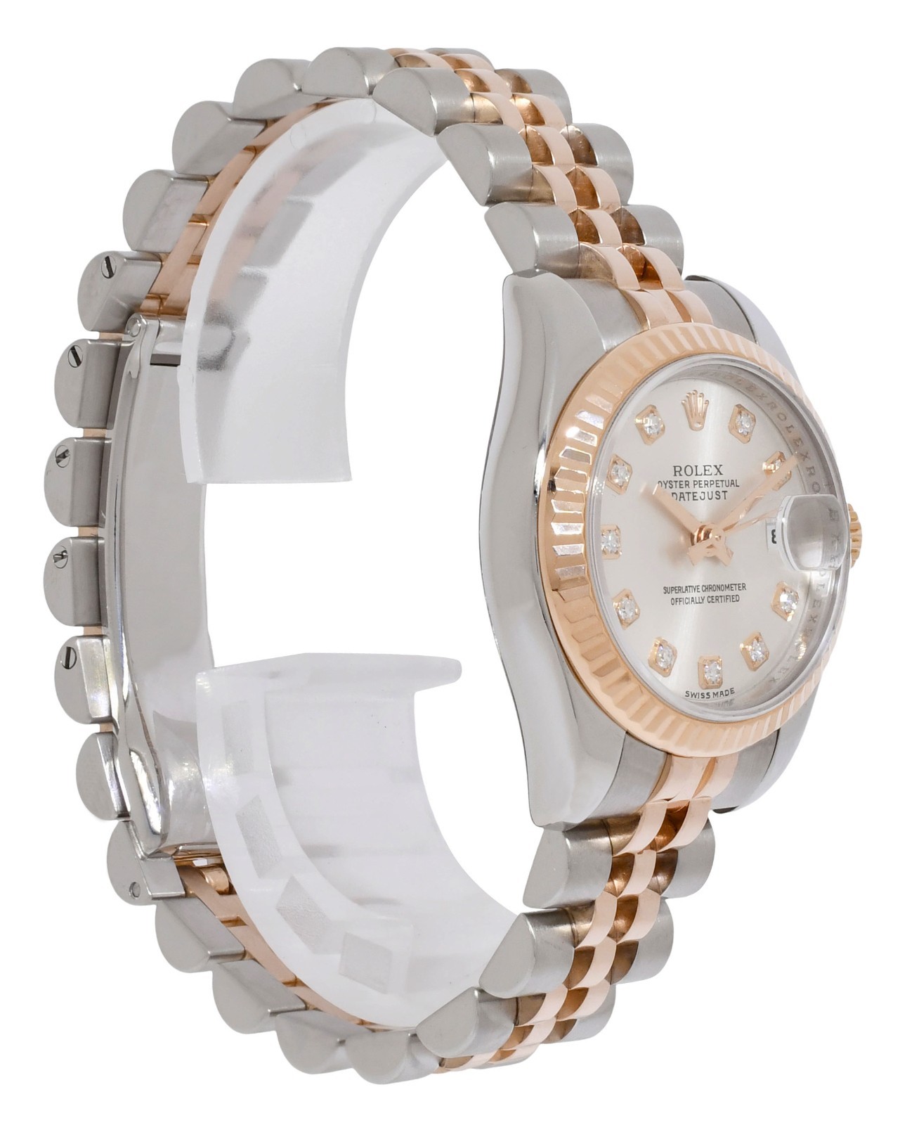 Rolex Datejust 18k Rose Gold/Steel Silver Diamond Dial 26mm Watch D 179171 Rolex Datejust 18k Rose Gold/Steel Silver Diamond Dial 26mm Watch D 179171