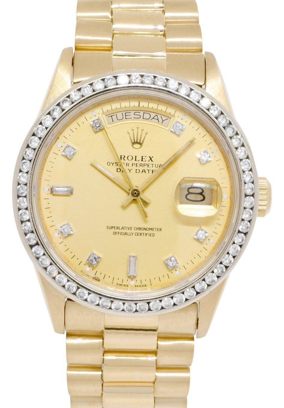 Rolex Day-Date President 18k Yellow Gold Diamond Dial/Bezel 36mm Watch '85 18048 Rolex Day-Date President 18k Yellow Gold Diamond Dial/Bezel 36mm Watch '85 18048