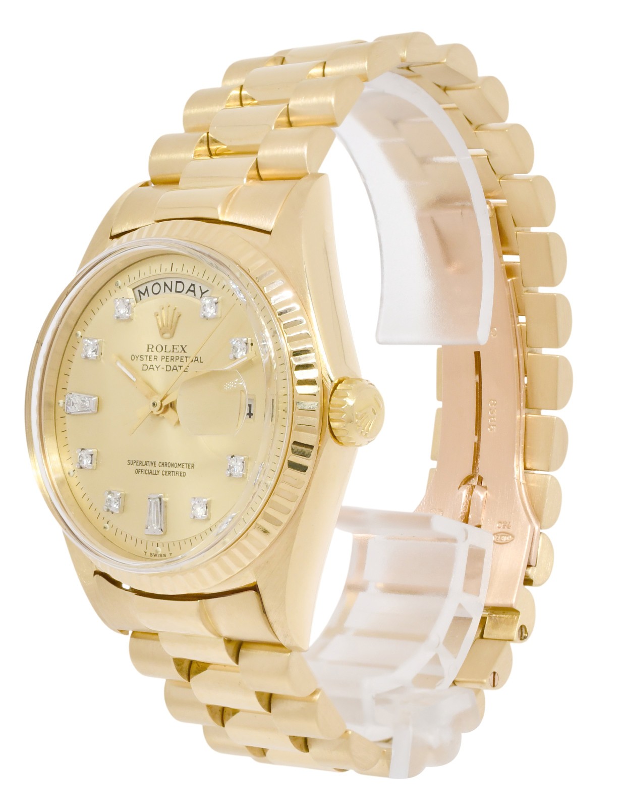 Rolex Day-Date President 18k Yellow Gold Champagne Diamond 36mm Watch '68 1803