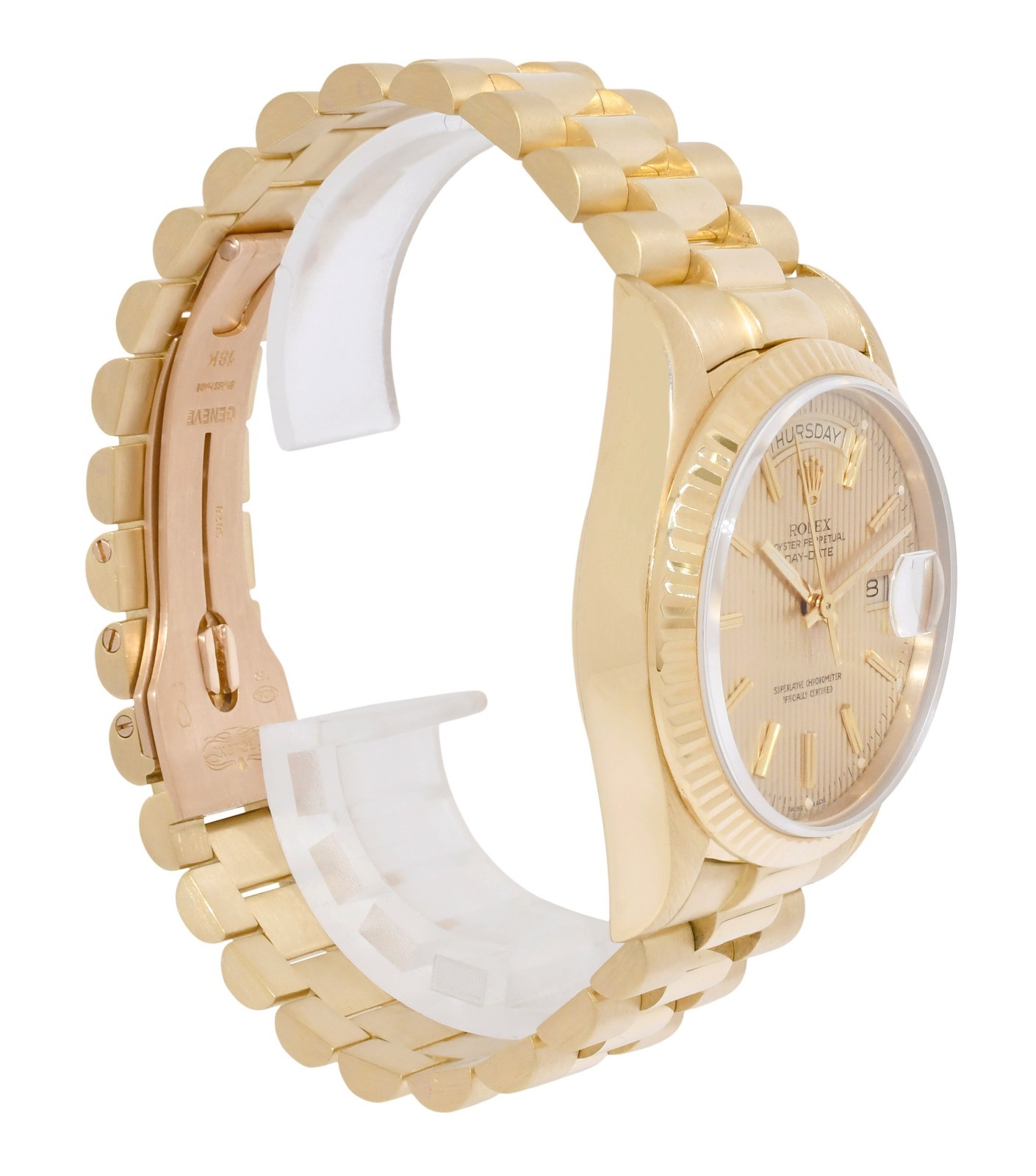 Rolex Day-Date President 18k Yellow Gold Tapestry 36mm Watch +Papers '83 18038 Rolex Day-Date President 18k Yellow Gold Tapestry 36mm Watch +Papers '83 18038