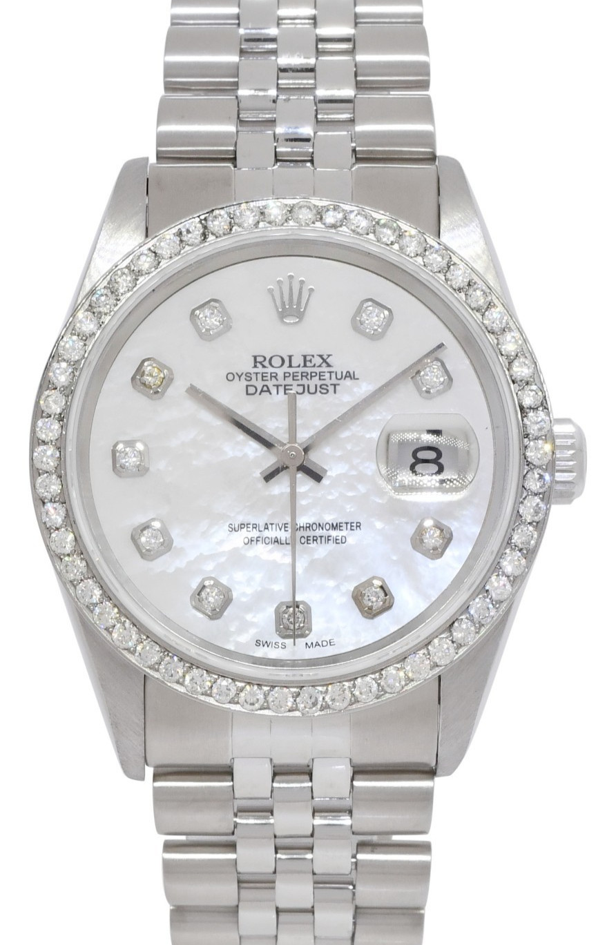 Rolex Datejust Steel MOP Diamond Dial/Bezel 36mm Watch U 16220