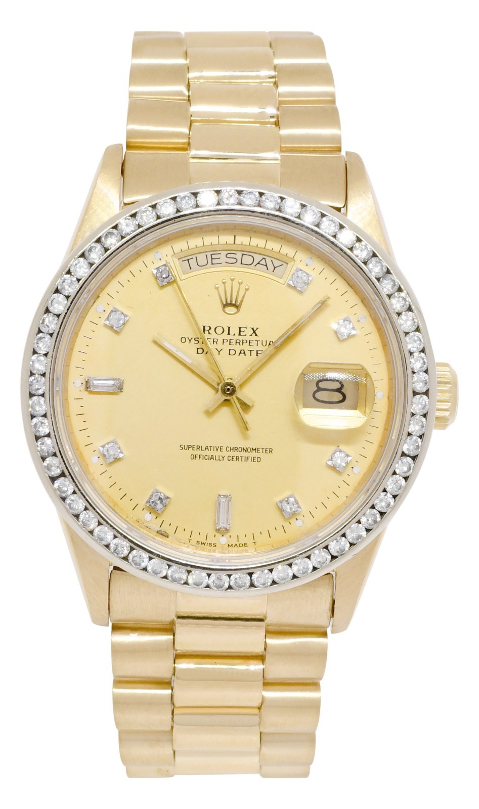 Rolex Day-Date President 18k Yellow Gold Diamond Dial/Bezel 36mm Watch '85 18048 Rolex Day-Date President 18k Yellow Gold Diamond Dial/Bezel 36mm Watch '85 18048