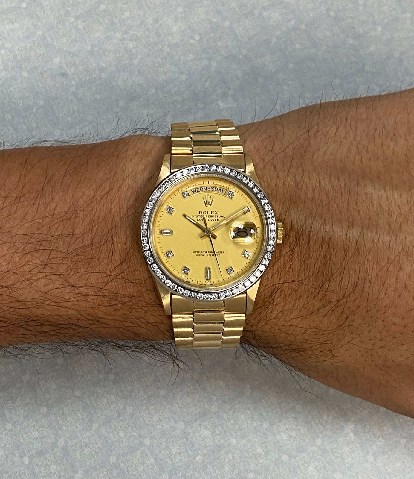 Rolex Day-Date President 18k Yellow Gold Diamond Dial/Bezel 36mm Watch '85 18048 Rolex Day-Date President 18k Yellow Gold Diamond Dial/Bezel 36mm Watch '85 18048