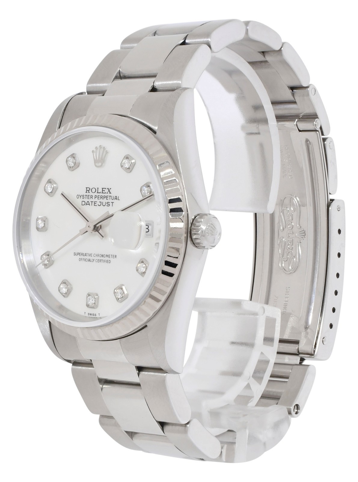 Rolex Datejust Steel MOP Diamond Dial Oyster Bracelet 36mm Watch P 16220