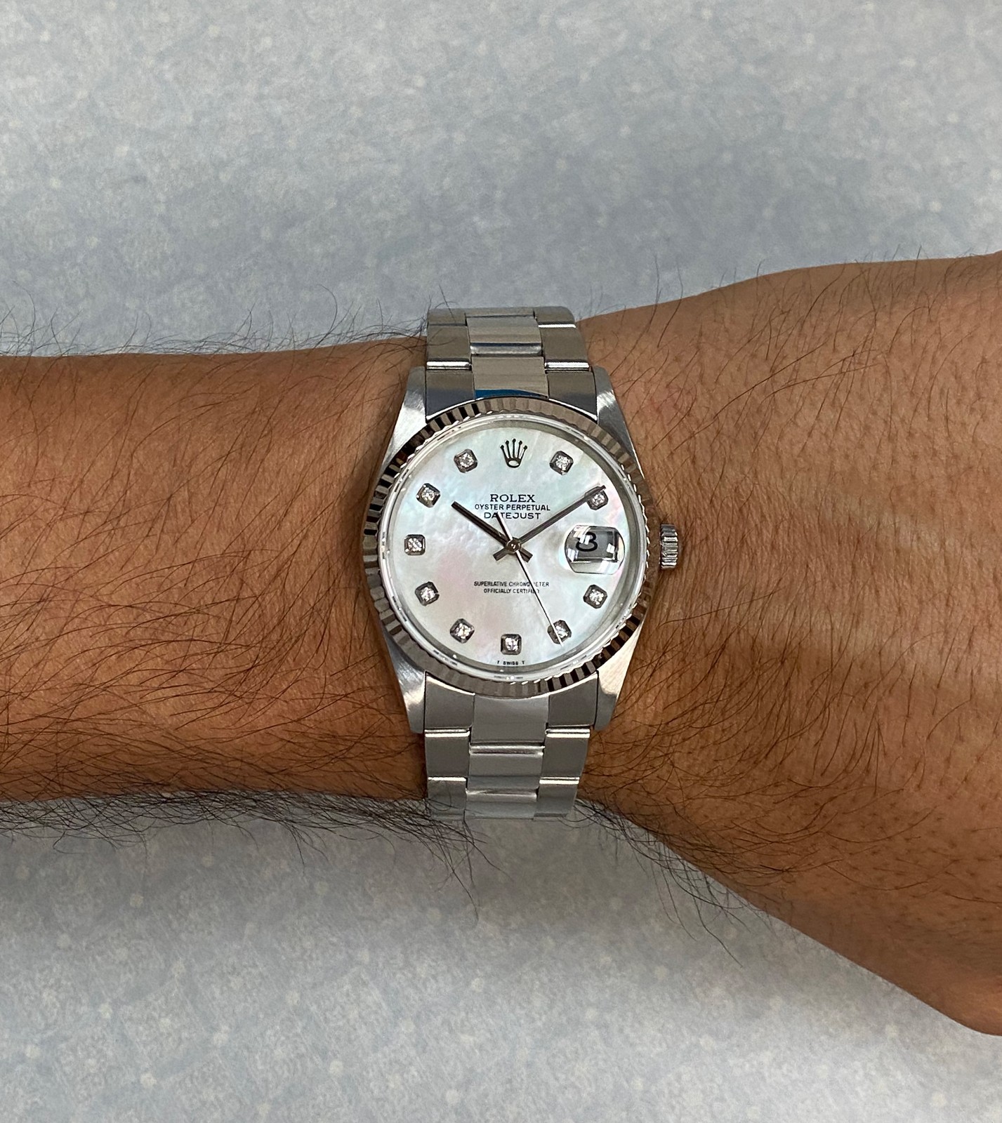 Rolex Datejust Steel MOP Diamond Dial Oyster Bracelet 36mm Watch P 16220 Rolex Datejust Steel MOP Diamond Dial Oyster Bracelet 36mm Watch P 16220