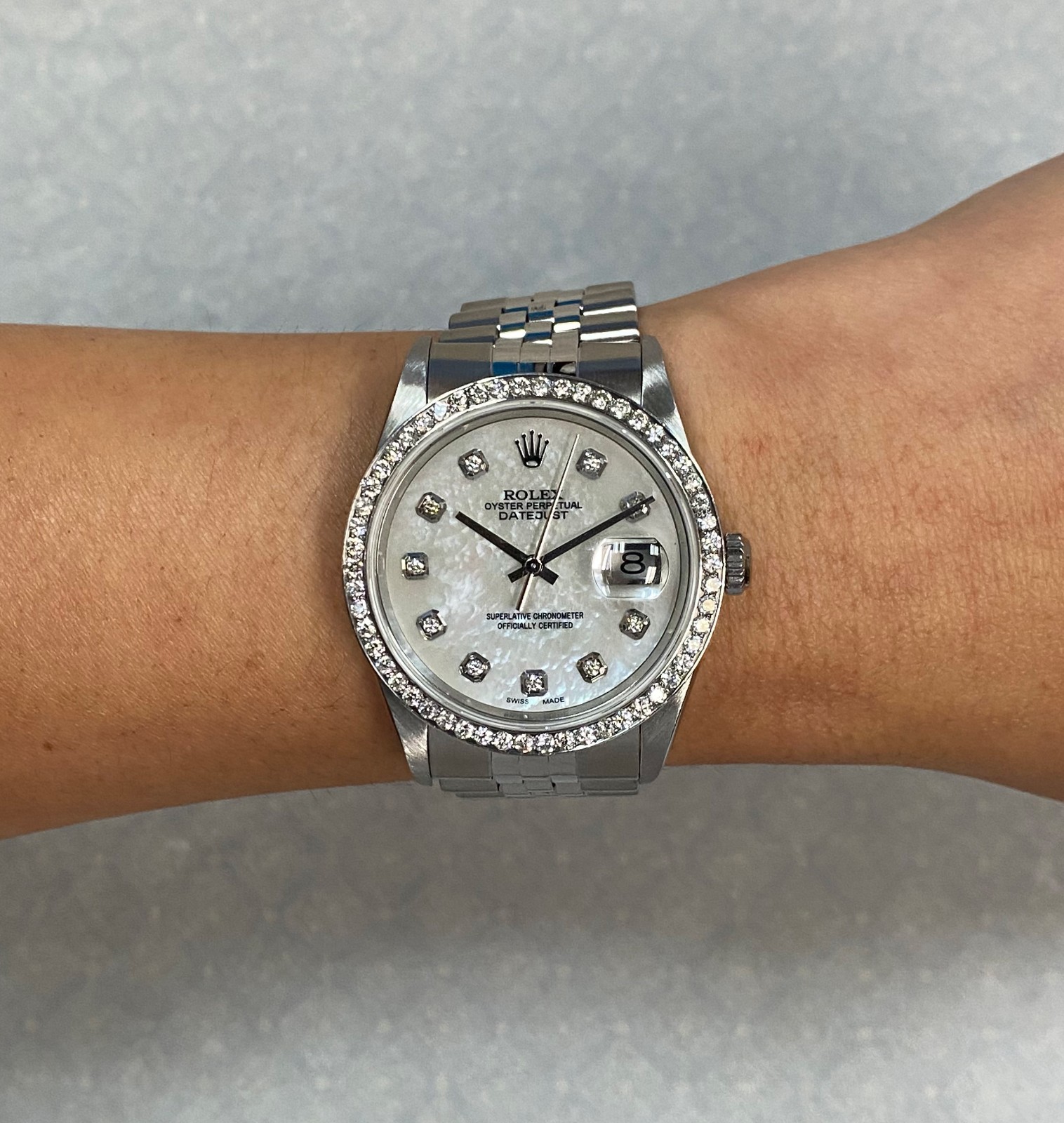 Rolex Datejust Steel MOP Diamond Dial/Bezel 36mm Watch U 16220