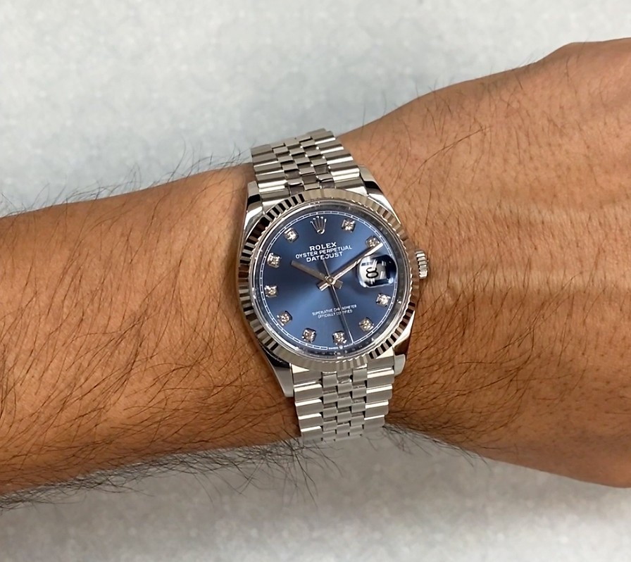 Rolex Datejust 36 Steel & 18k Gold Bezel Blue Diamond Dial Jubilee Watch 126234 Rolex Datejust 36 Steel & 18k Gold Bezel Blue Diamond Dial Jubilee Watch 126234