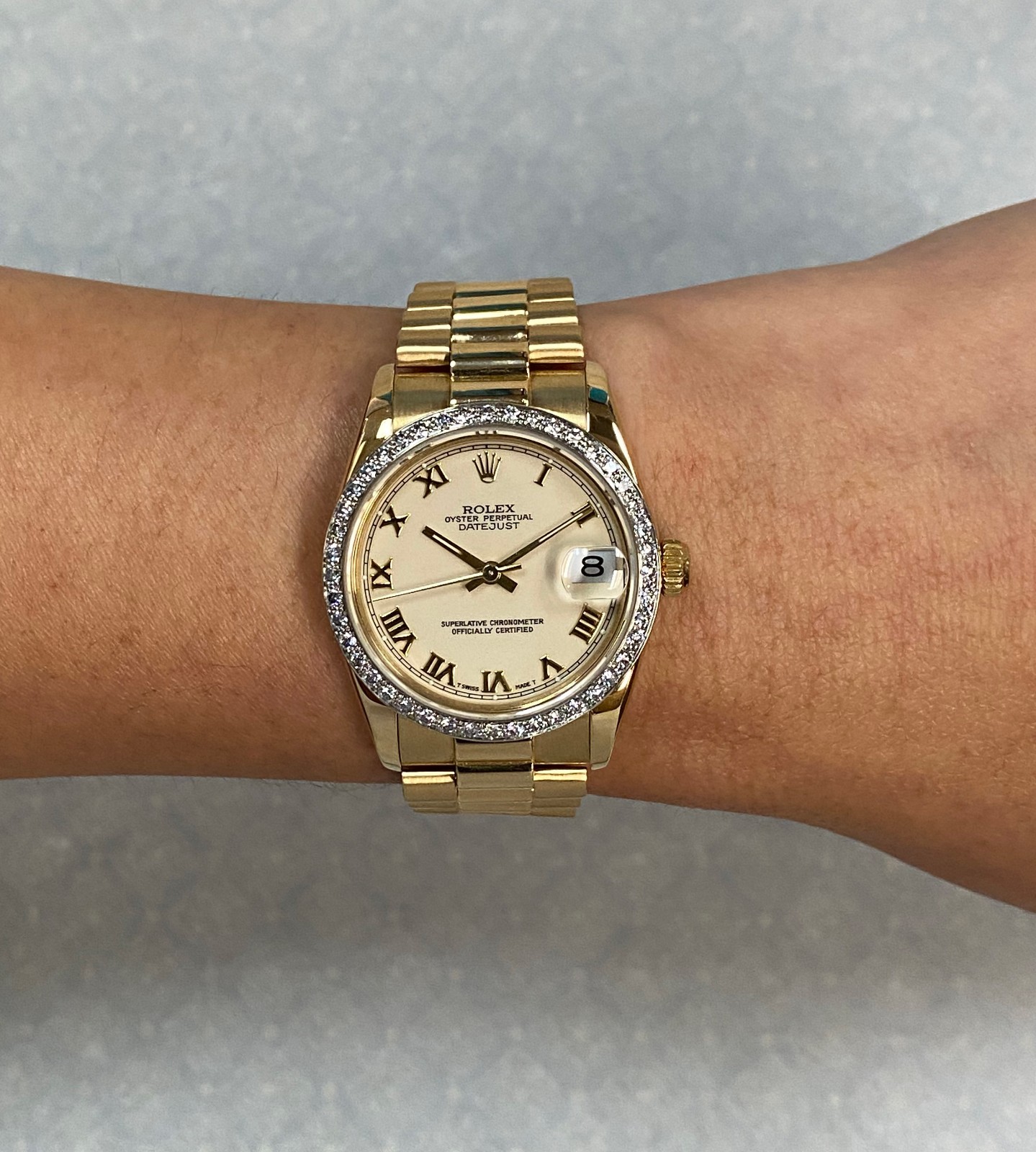 Rolex Datejust President 18k Yellow Gold & Diamond Bezel 31mm Watch N 68278