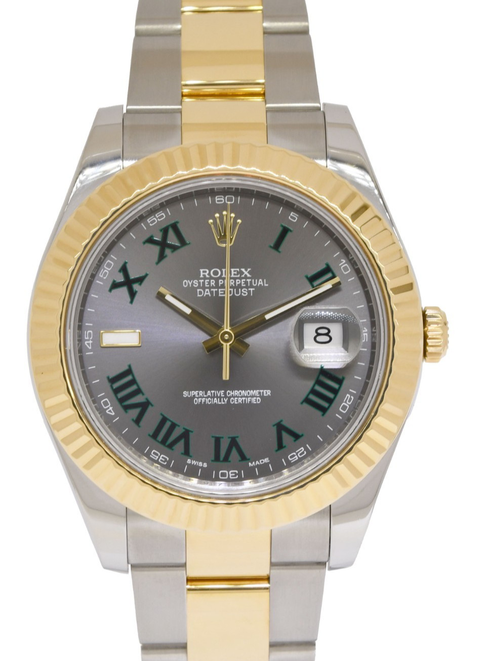 Rolex Datejust II 18k Yellow Gold/Steel Wimbledon 41mm Watch +Card '13 116333