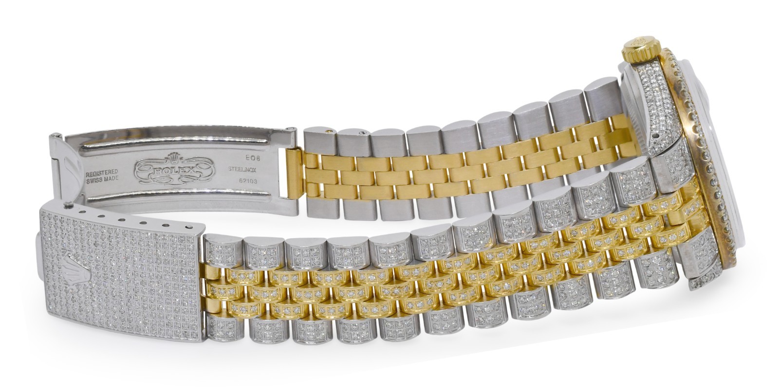 Rolex Datejust Yellow Gold/Steel Diamond Iced Out 36mm Vintage Watch '72 1601