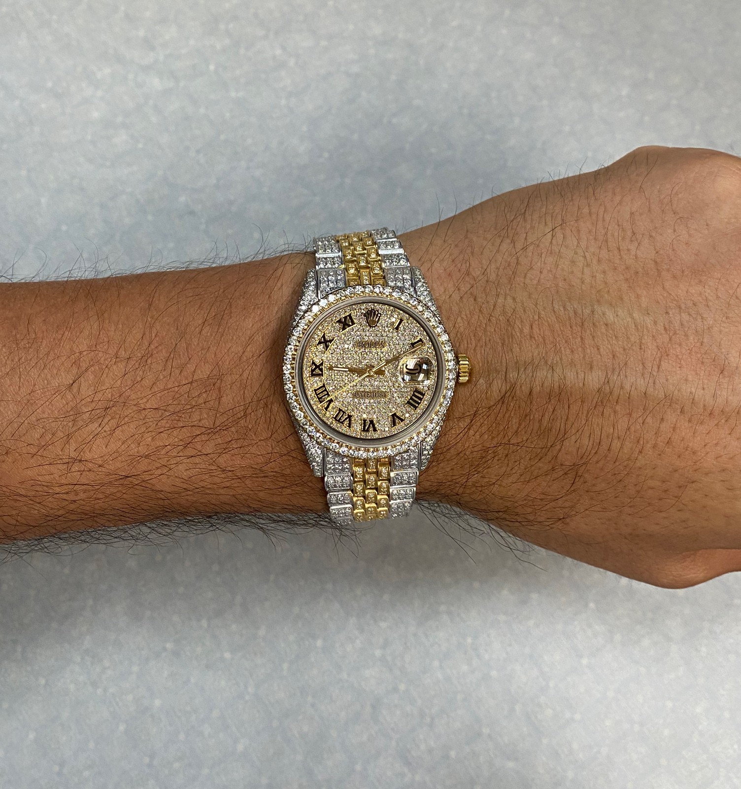 Rolex Datejust Yellow Gold/Steel Diamond Iced Out 36mm Vintage Watch '72 1601