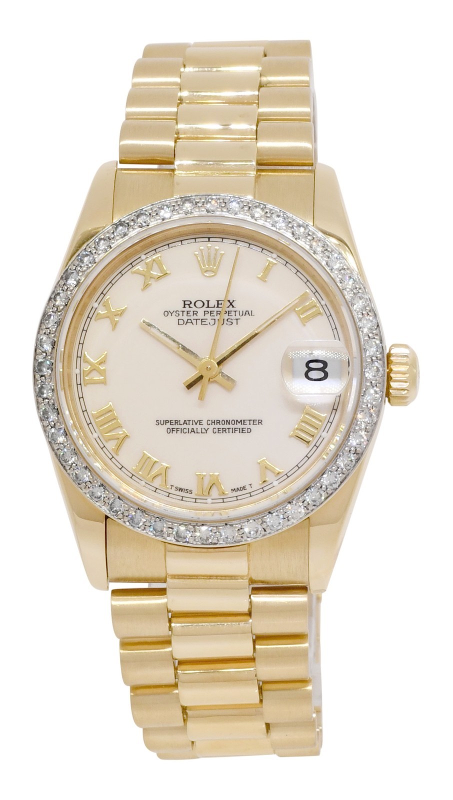 Rolex Datejust President 18k Yellow Gold & Diamond Bezel 31mm Watch N 68278